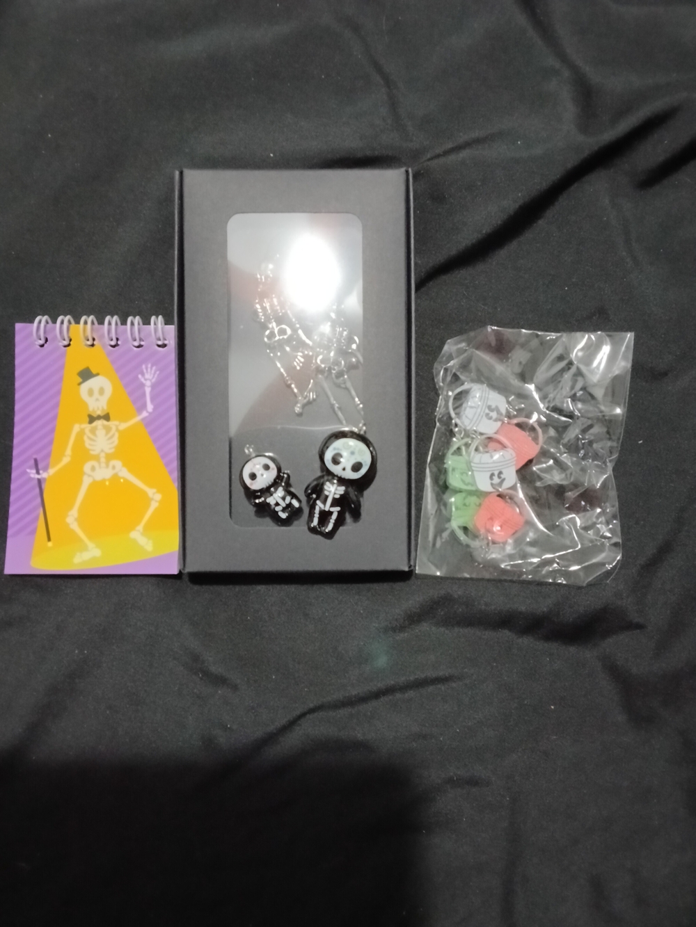 Black Skeleton Keychain Charm, Earrings , Notebook- Unbranded